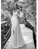 Strapless Ivory Lace Chiffon Slit Sexy Wedding Dress